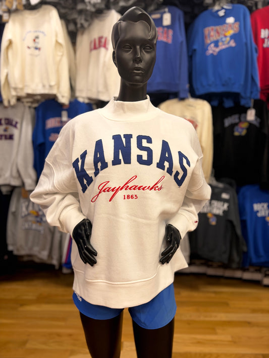 Kansas Jayhawks Script Diana Mock Neck Sweatshirt