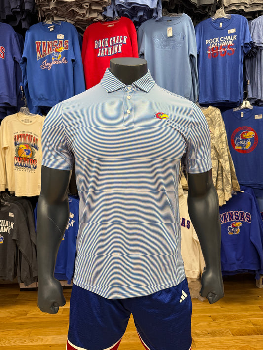 Kansas Jayhawks Flag and Anthem Striped Polo - Blue/White