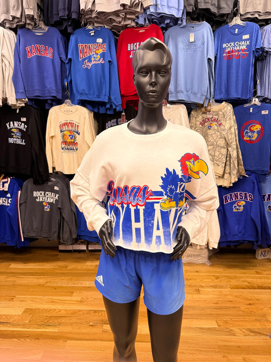 Kansas Jayhawks Conway Crop LS - White