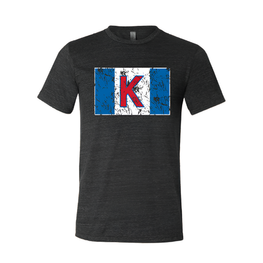 Kansas Jayhawks Gameday Flag Triblend T-Shirt - Dark Grey Heather