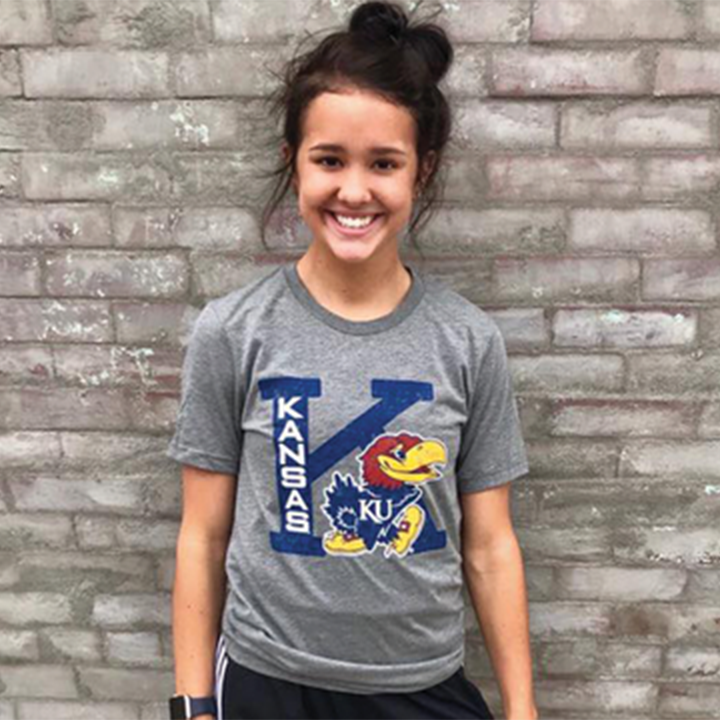 Kansas Jayhawks K Triblend T-Shirt - Grey