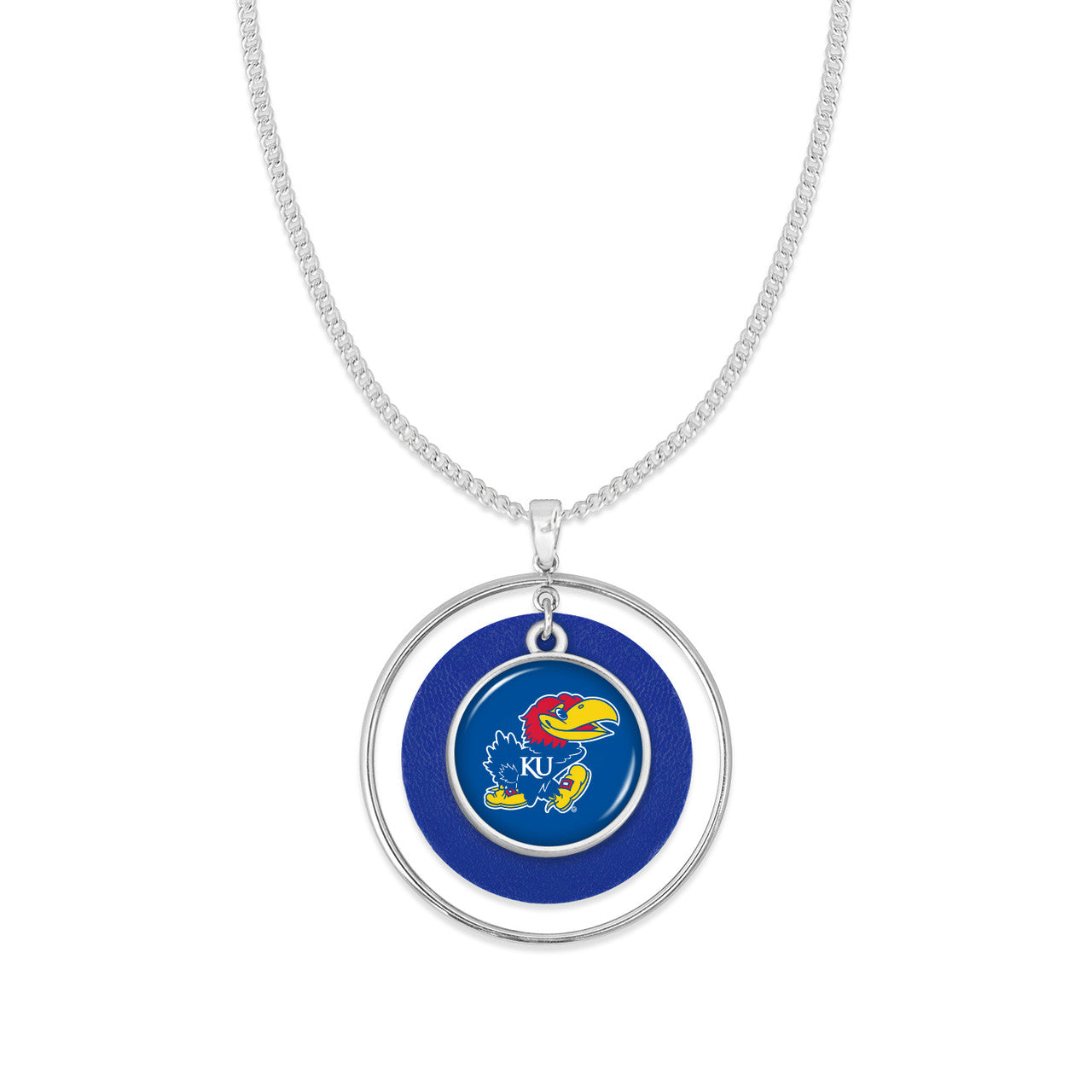 Kansas Jayhawks Circle Necklace - Blue/Royal w/ Logo