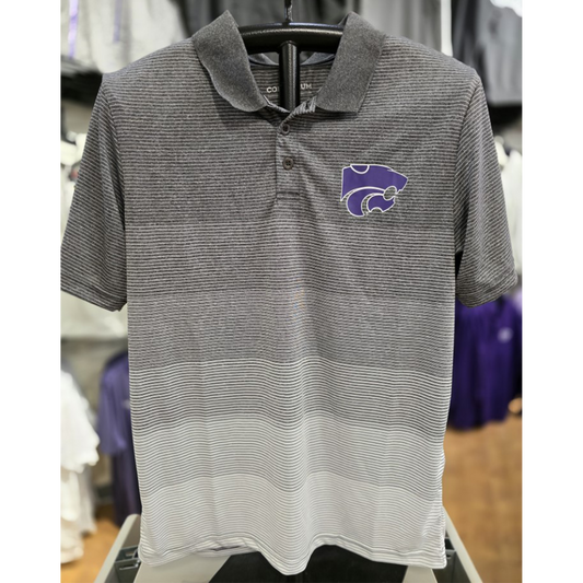KSU Striped Polo- Grey