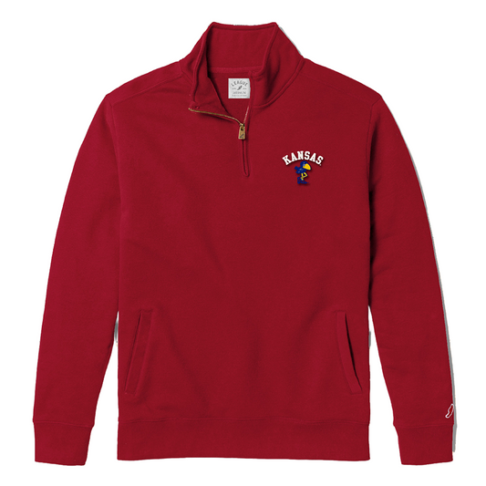 Kansas Jayhawks Vault 1912 Vintage Jayhawk Stadium Quarter Zip - Cardinal Red
