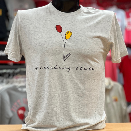 Pitt State Tulip Tee- Heather White