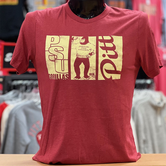 Pitt State Gorillas 3 Block Tee - Heather Black/Creme, Heather Red/Cream