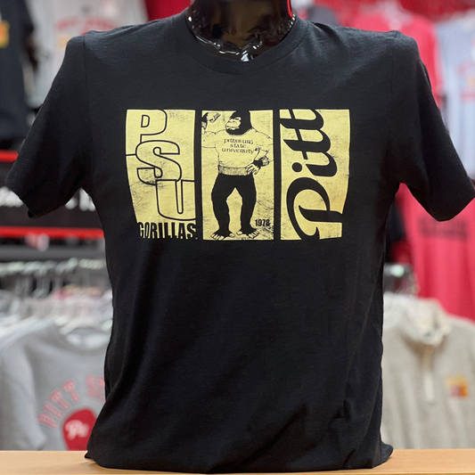 Pitt State Gorillas 3 Block Tee - Heather Black/Creme, Heather Red/Cream