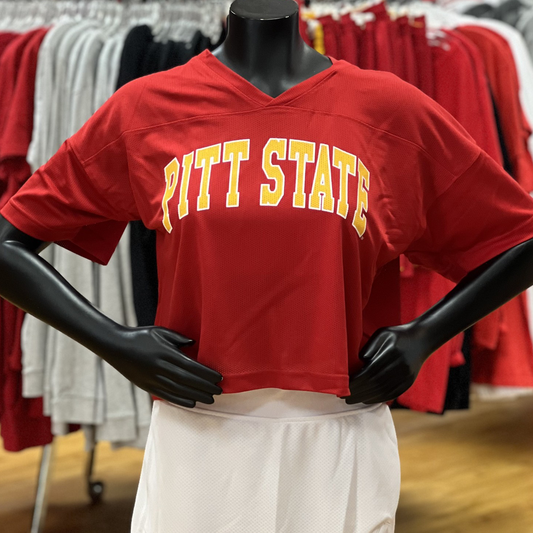 Pitt State Cropped Jersey Tee- Red