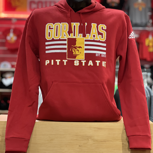 PSU Gorillas 3 Stripe Split Face Hoodie- Red