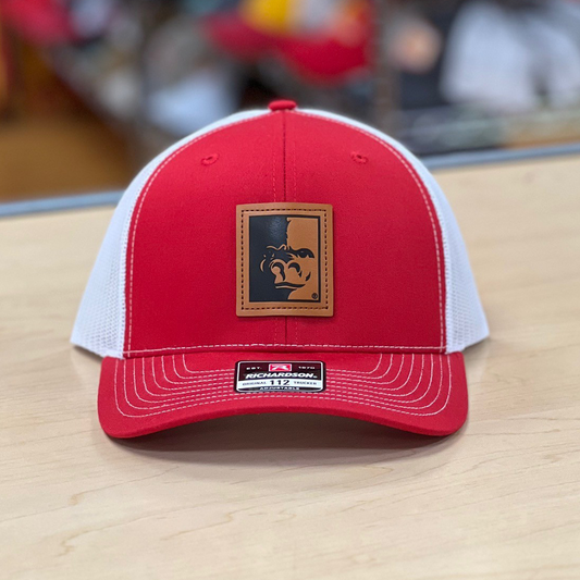Pitt State Split Face Leather Patch Richardson Hat- Red/White