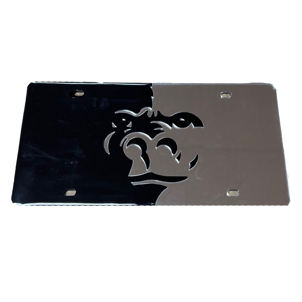 Pitt State Split Face Reflective License Plate - Red/Gold, Black/Silver