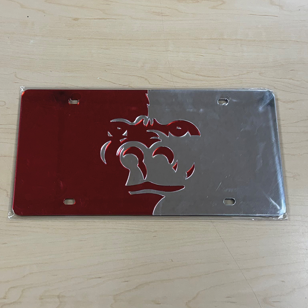 Pitt State Gorilla Split Face License Plate- Red/Silver