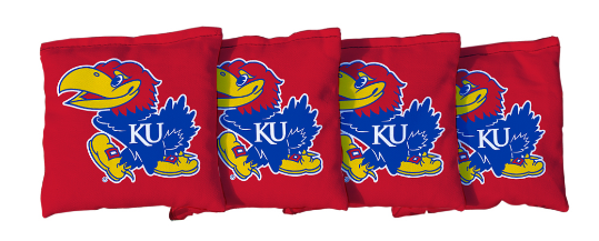 Kansas Jayhawks Regulation Corn Filled Cornhole Bags (4 Pack) Red or Blue Option