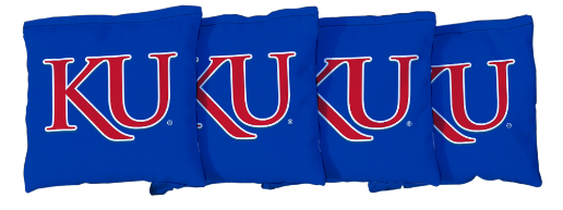 Kansas Jayhawks Regulation Corn Filled Cornhole Bags (4 Pack) Red or Blue Option