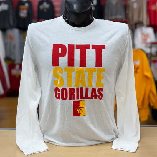 Pitt Stack Long Sleeve Tee- White