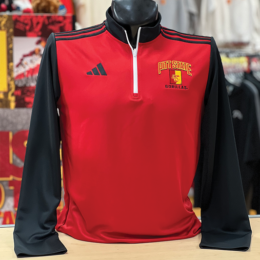 Adidas PSU 3 Stripe 1/4 Zip- Black/Red, Red/Black