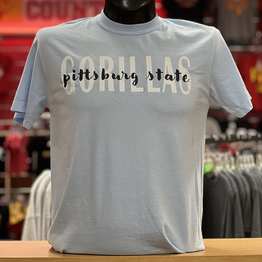 PSU Gorillas Script Tee- Light Blue
