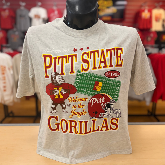 Pitt State Gorillas Boardwalk Football Tee - Sterling Heather Grey