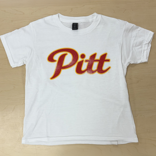 Faded Pitt Tee Youth- White