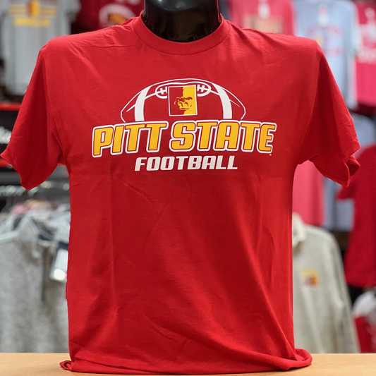 Pitt State Football Gildan Tee- Red/White/Gold