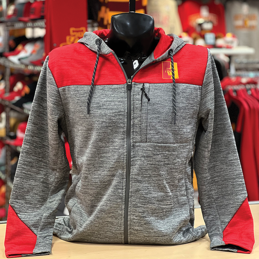 PSU Dozer FZ Hoodie- Heather Grey/Red