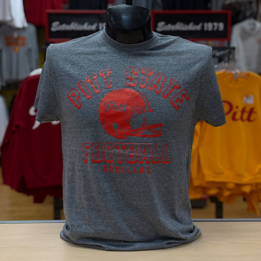 PSU '25 Helmet Tri-Blend Tee- Heather Grey/Scarlet
