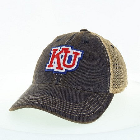 Kansas Jayhawks Vault 1920 KU Patch Adjustable Hat - Navy/Tan Distressed
