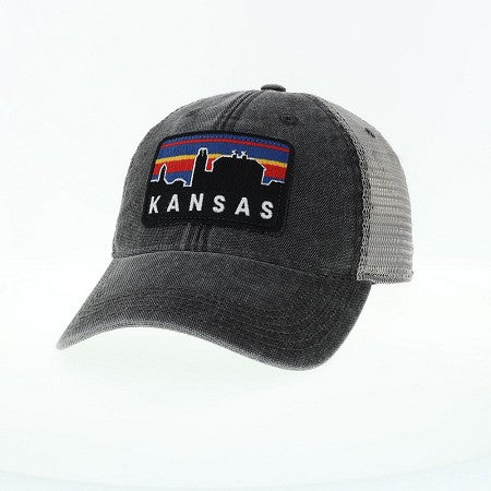 University of Kansas Jayhawks Skyline Adjustable Hat - Grey/Distressed