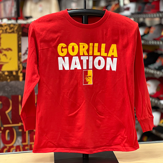 PSU Gorilla Nation Youth Long Sleeve Tee- Red