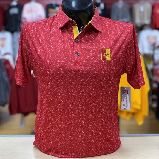 PSU Football Printed Polo- Red