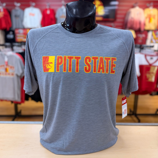 Pitt State Split Face Tee - Heather Grey