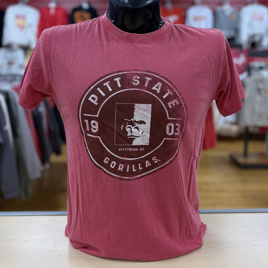 Men's PSU Go To Tee- Faded Gold, Chili