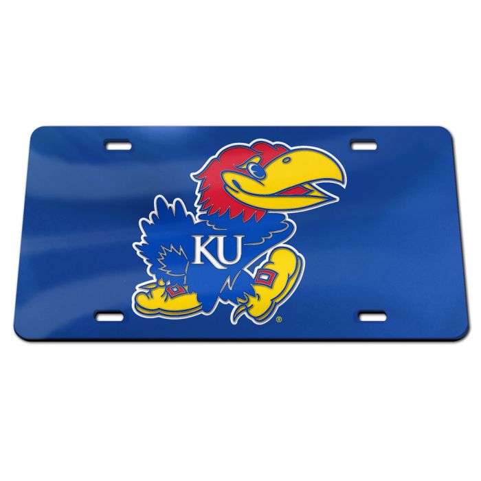 Kansas Jayhawks Logo License Plate - Blue Mirror