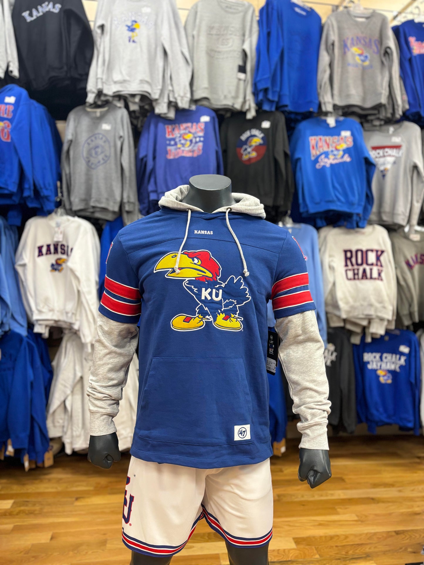 Kansas Jayhawks 1941 Blitz Hood- Blue/White
