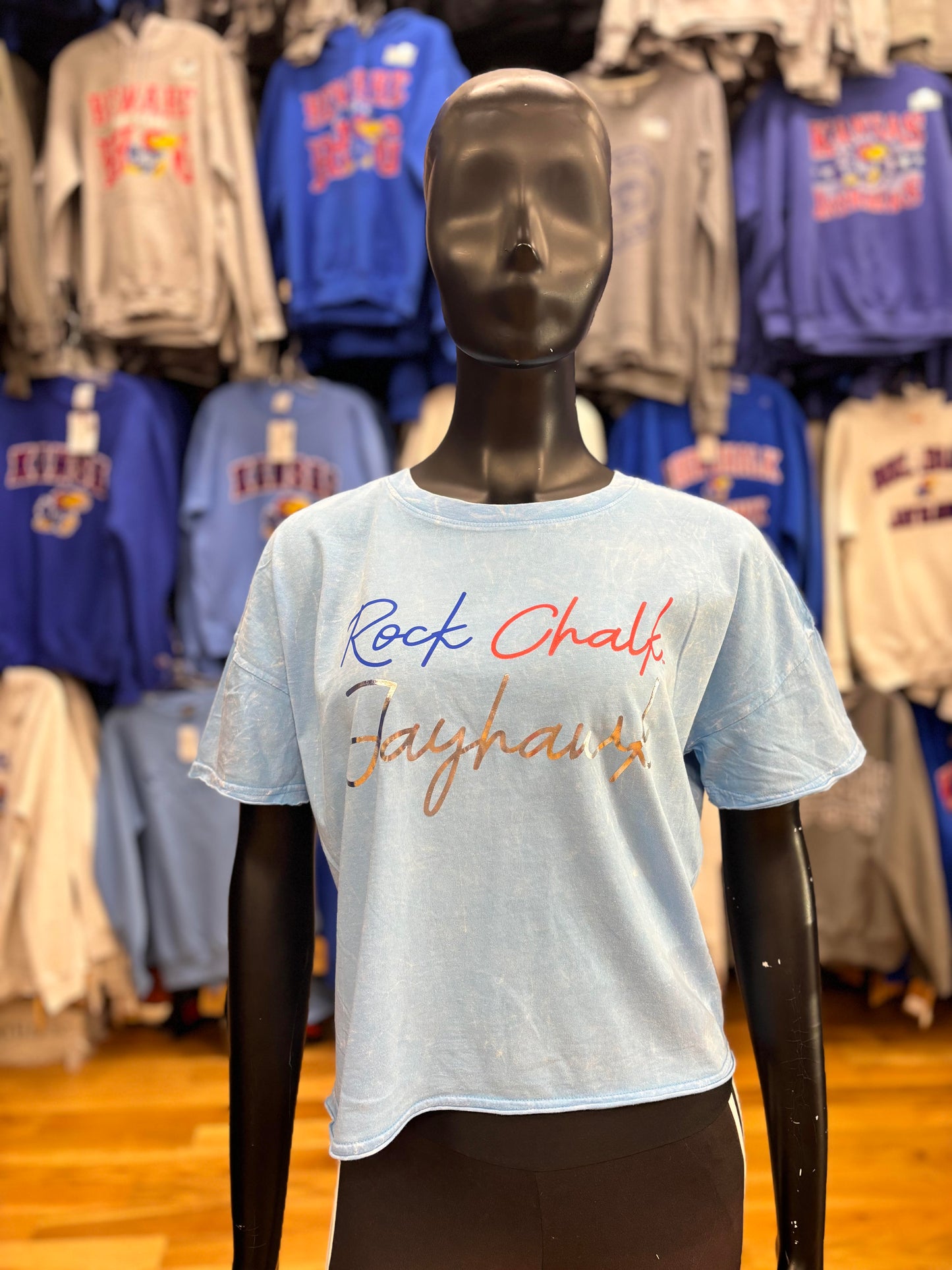 Kansas Jayhawks Women's Cropped T-shirt- Baby Blue