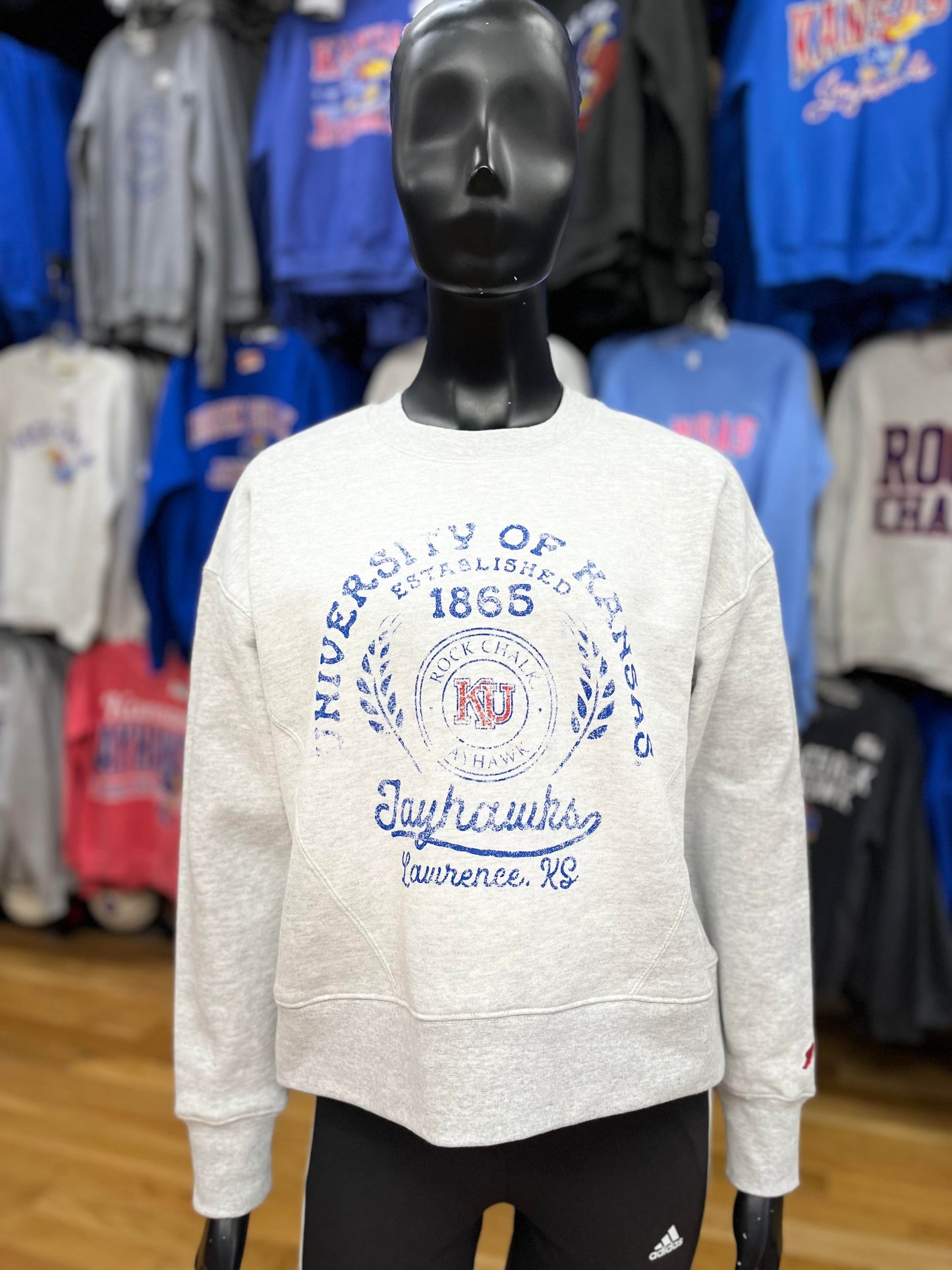 Kansas Jayhawks 1920 Vault Women's Cropped Crew - Ash