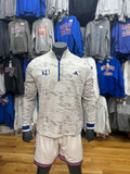 Kansas Jayhawks Quarter Zip- White/Grey