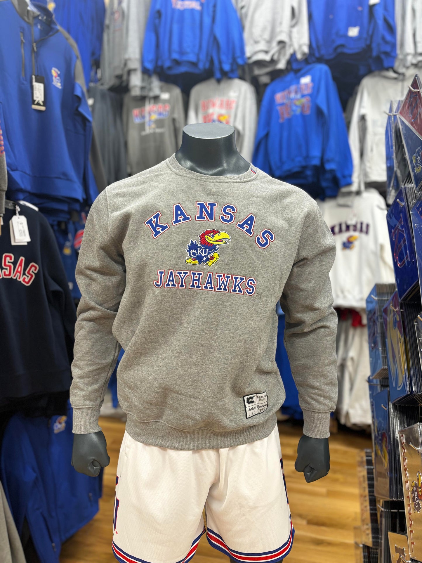 Kansas Jayhawks Colosseum Crewneck- Grey