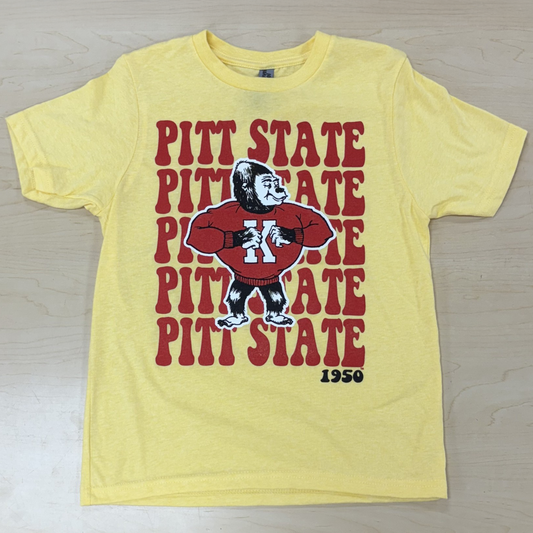 Pitt State 1950s Youth Tee- Pink/Banana