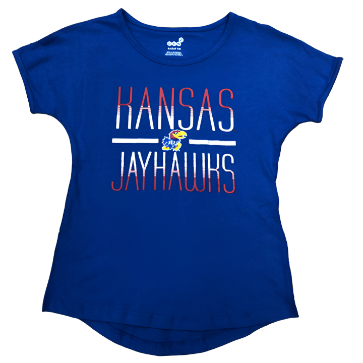 KU Girl's Kansas Jayhawks Silver Bar Shirt - Royal