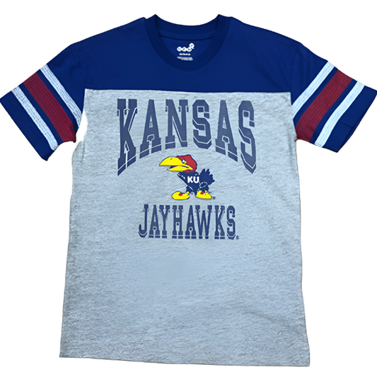 Kansas Jayhawks 1941 Nostalgic Youth Tee - Grey/Royal Blue
