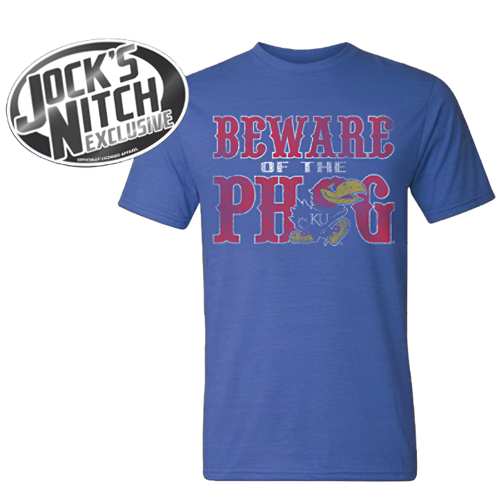 Kansas Jayhawks Beware of the Phog Triblend T-Shirt - Royal Blue Heather