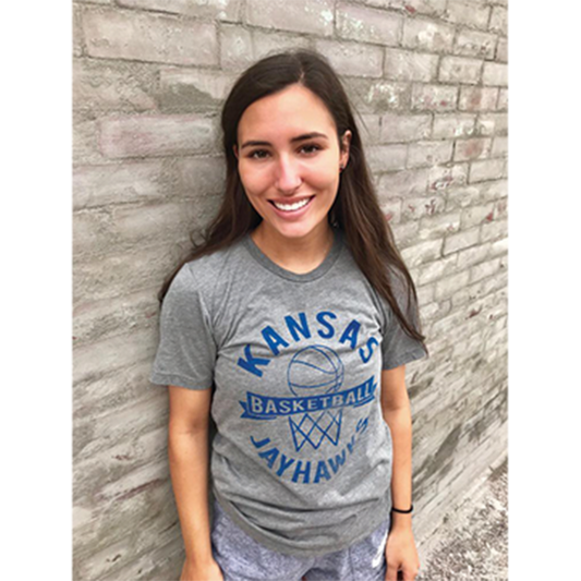 Kansas Jayhawks Basketball Arch Triblend T-Shirt - Grey