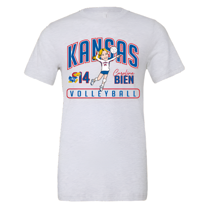 Kansas Jayhawks Caroline Bien KU Volleyball Triblend T-Shirt - White Fleck