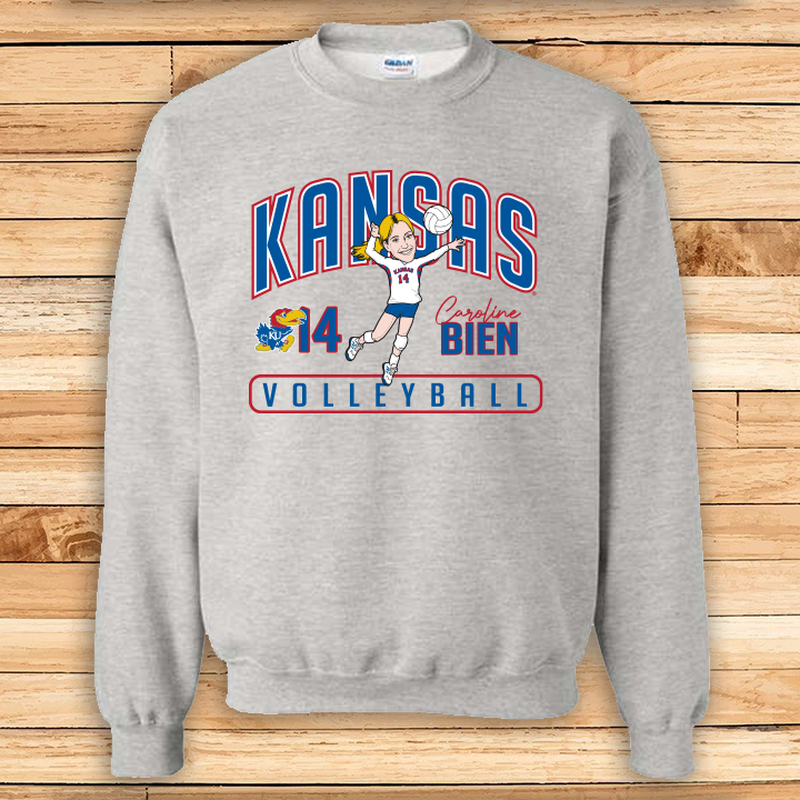 Caroline Bien Kansas Volleyball Signature Crew - Grey