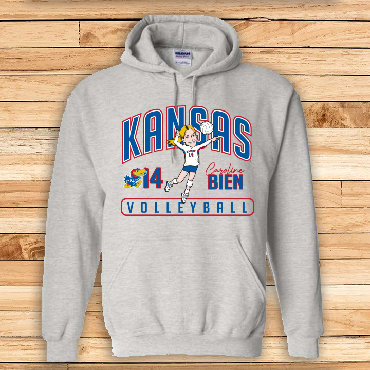 Caroline Bien Kansas Volleyball Hoodie - Light Grey