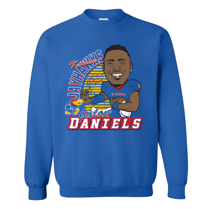 Jalon Daniels Kansas Football Signature Caricature Crew - Royal Blue