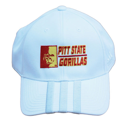 Adidas Pitt State Gorillas 3 Stripe Adjustable Hat - White