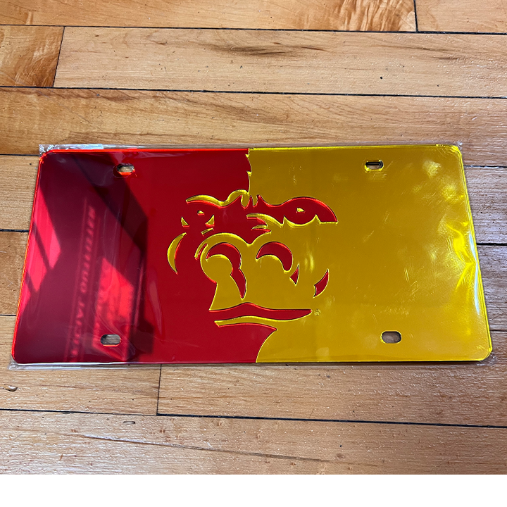 Split Face Reflective License Plate - Red/Gold