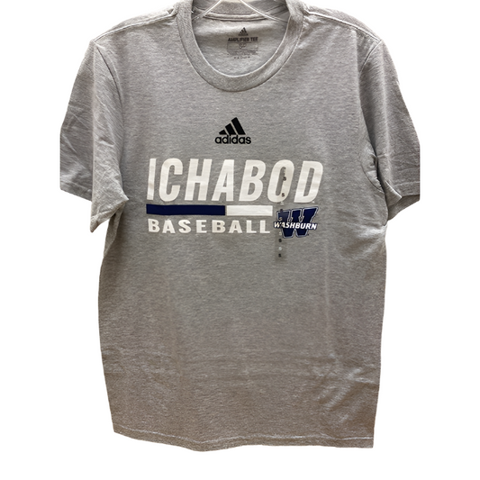 Washburn Ichabods Adidas Baseball Tee - Grey